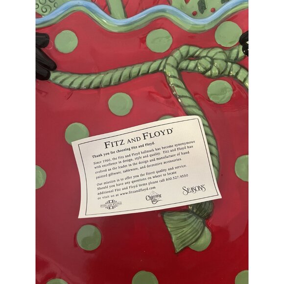 Kringle By Fitz And Floyd Santa Claus Polka Dot Ceramic Serving Plate - Picture 2 of 8